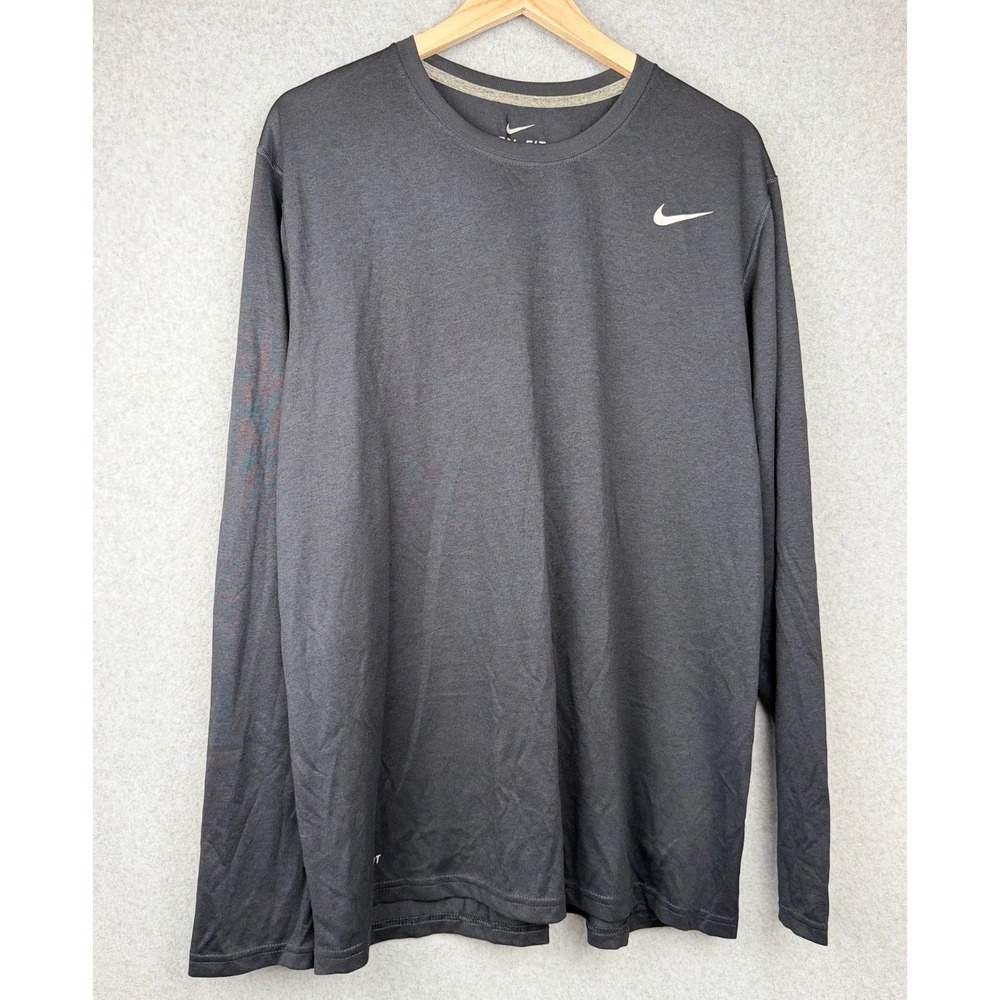 Nike Dri-FIT Long Sleeve Jersey Shirt Black XL 100% Polyester Athletic